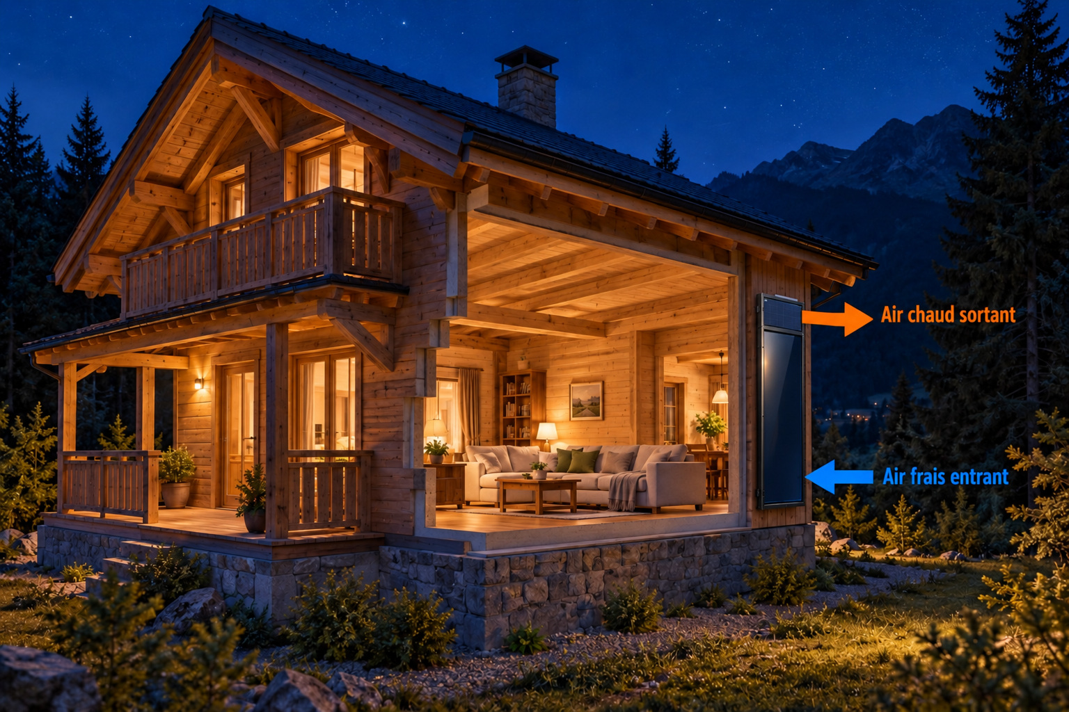 Chalet équipé d’un système de renouvellement d’air MuroSolar