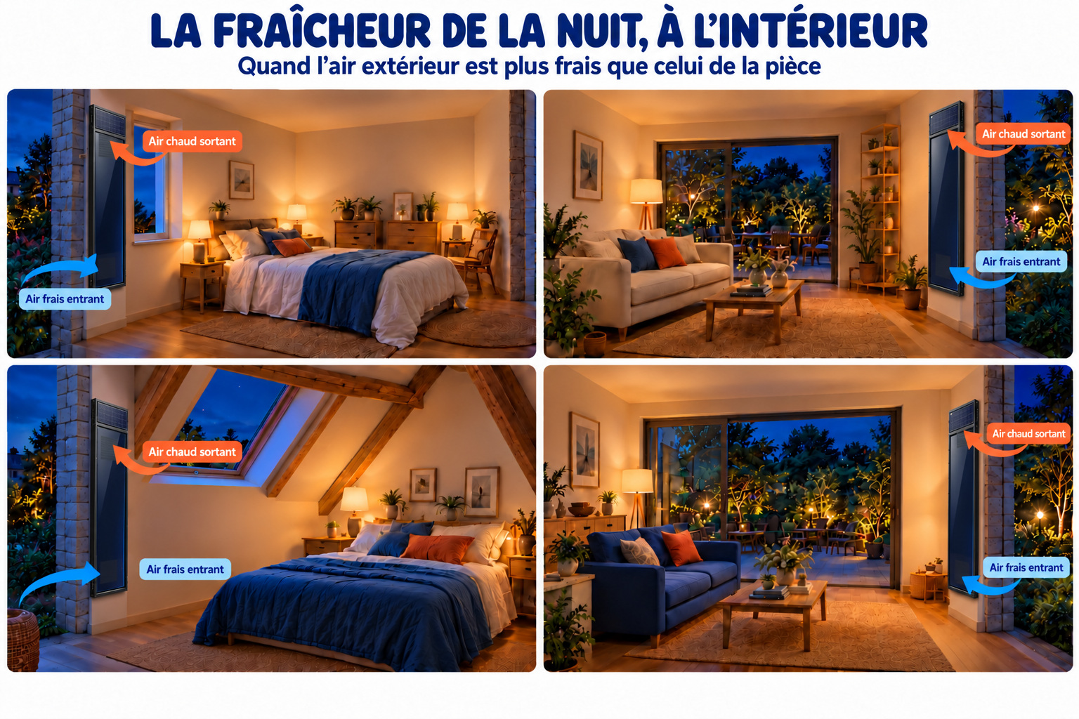 Intérieurs rafraîchis la nuit par renouvellement d’air