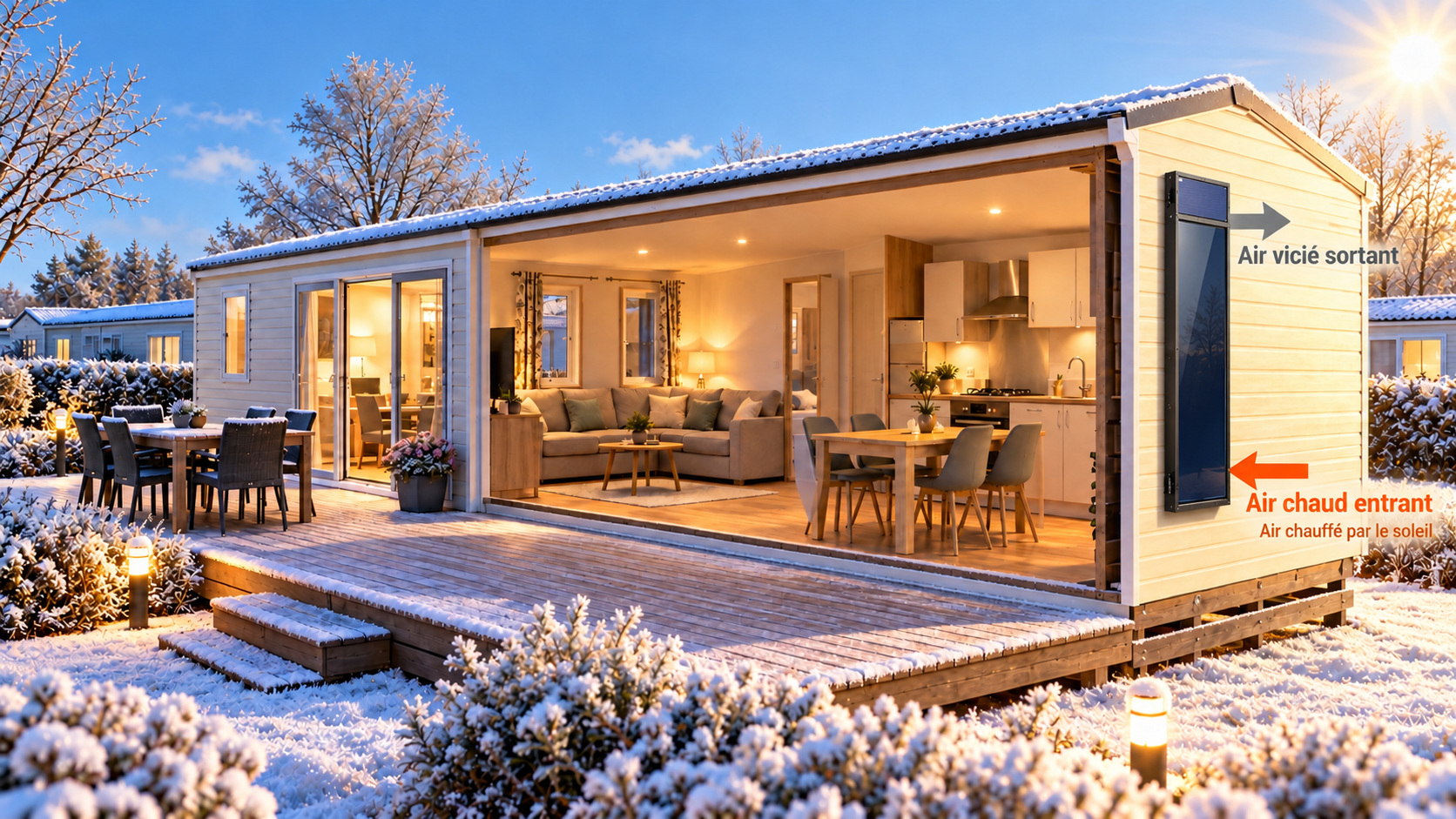 Mobil-home équipé en hiver